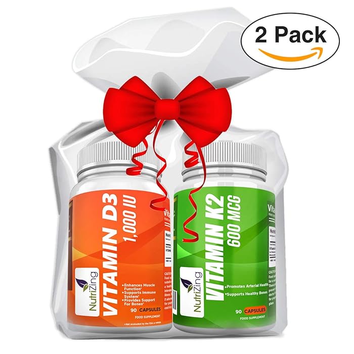 Buy Vitamin K2 MK7 (600mcg) and Vitamin D3 (1000iU) Combo Pack High