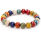 Zittop Colorful Ceramic Beads Strand Stretch Bracelet, Handmade ceramic bead bracelet,Shapes Elastic Hand Chain for Women (Circle type)
