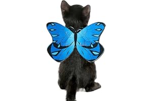PUOYIS Cat Dog Butterfly Costume Wings for Halloween Party Decoration, Halloween Dog Cat Costume, Puppy Cat Dress Up Accessories (Blue)
