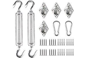 SUNLAX Shade Sail Hardware Kit, 6 inch 316 Anti-Rust Stainless Steel Mounting Accessory for Outdoor Rectangle Shade Sail Installation (6M-422)
