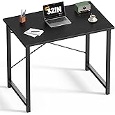 DUMOS 32 Inch Office Small Computer Desk Modern Simple Style Writing Study Work Table for Home Bedroom - Wood Black