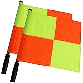 2PCS JAYO Professional Soccer Referee Flag for Official Events, Linesman Flag With PU Zipped Carrying Bag, Waterproof, Yellow and Orange Checkered Design