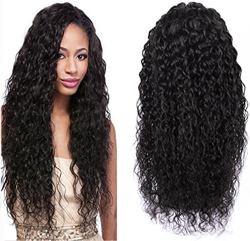 Yaweida 130% Density Glueless Full Lace Human Hair Wigs Brazilian Virgin Hair Human Hair Deep Wave Wigs Natural Color 22 Inch