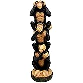 Ebros Gift Stacked See Hear Speak No Evil Monkeys Three Wise Apes of The Jungle Figurine 8.5" H Monkey See Monkey Do Animal Totem Pole Acrobatic Apes Statue Sculpture Home Decor