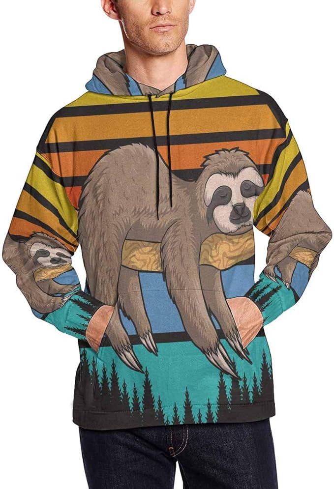 Amazon.com: INTERESTPRINT Men's Lazzy Sloth Retro Sunset Hoodies