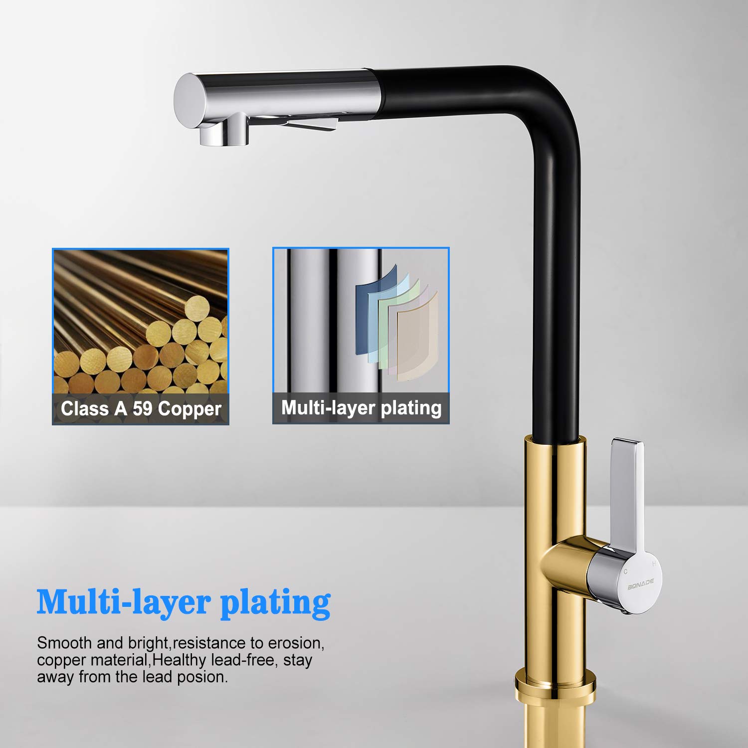 BONADE 2 Funciones Grifo De Cocina Con Ducha Extra iacute ble 360 deg