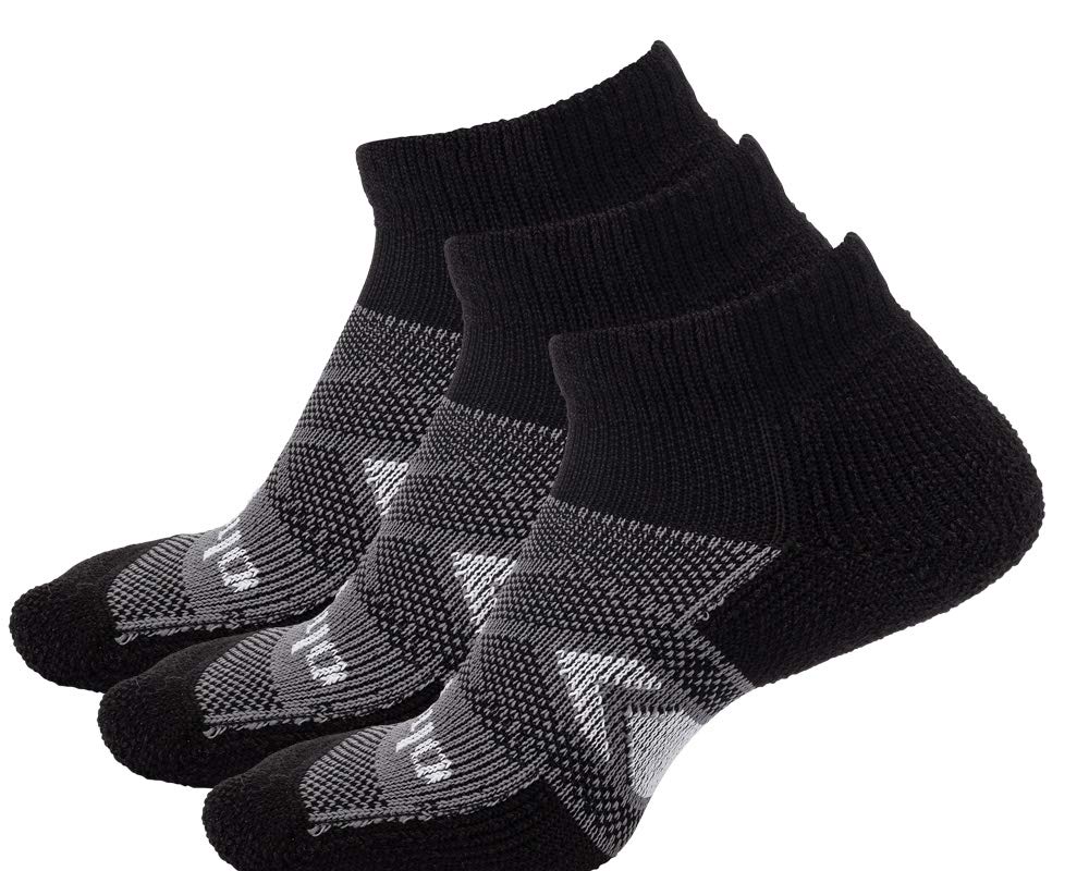 Photo 1 of Thorlos Unisex-Adult's WCMU Work Maximum Cushion Ankle Sock, Black/Grey 3 Pack(Ankle), Large