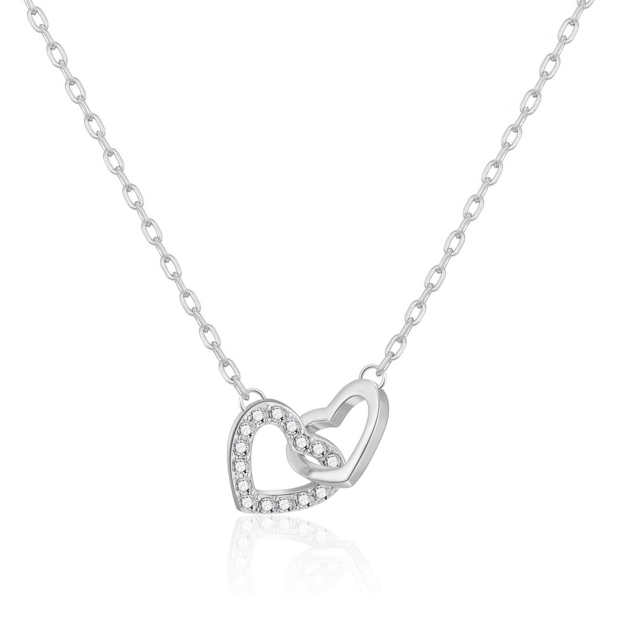 Philip Jones Heart Link Necklace Created with Zircondia® Crystals