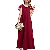 Galawaqe Kids Junior Bridesmaid Dresses Chiffon Flower Girl Dress for Teen Girl Long Party Pageant Gowns