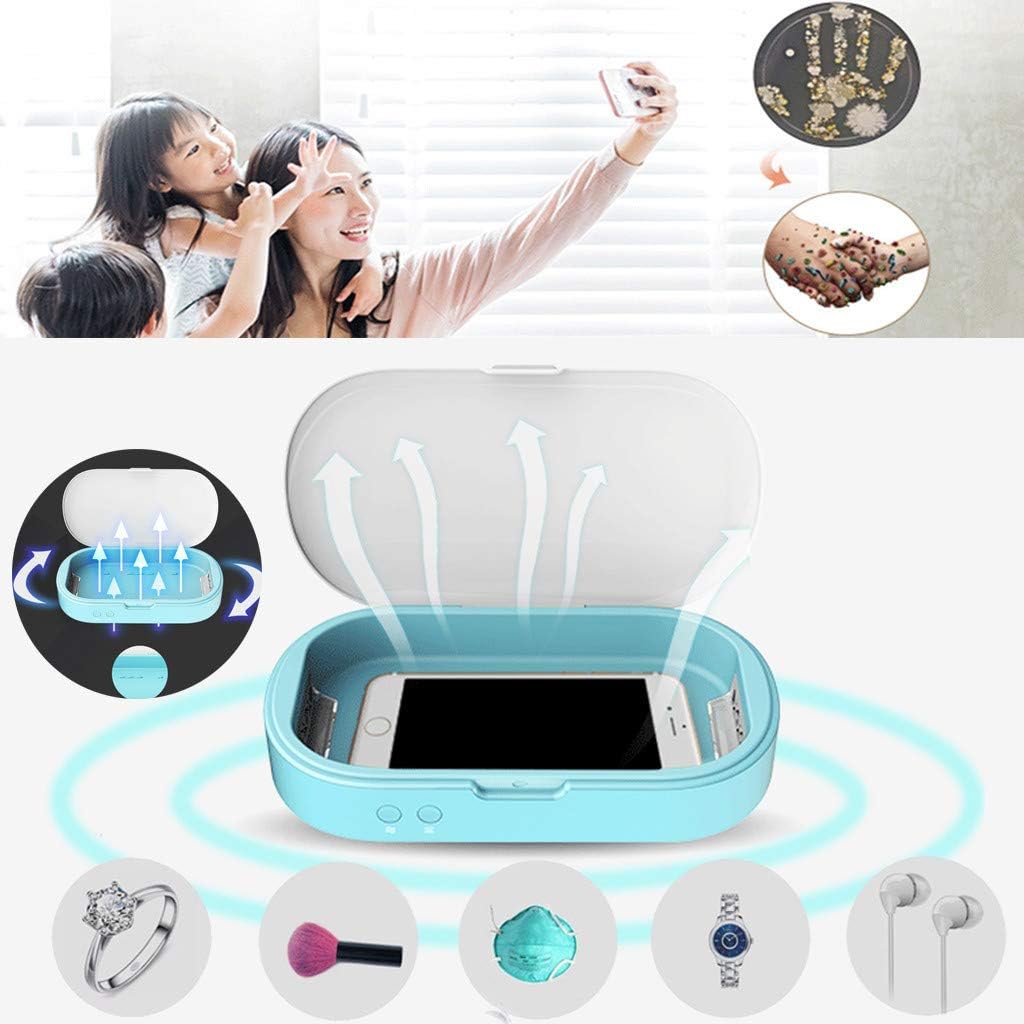 Inverlee Phone Sanitizer Portable UV Lights Cell Phone Sanitizer Sterilizer Cleaner Aromatherapy Function Disinfector for All iPhone Android Cellphone Toothbrush (Sky Blue)