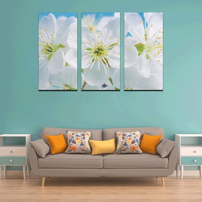 3 pinturas de panel para pared Primer plano de hermosas flores Arte de