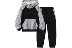 OLMRJKD 5-12Y Boys Clothes 2 Piece Long Sleeve Quarter Zip Hoodie Sweatshirt and Sweatpants Fall Winter Sweatsuit