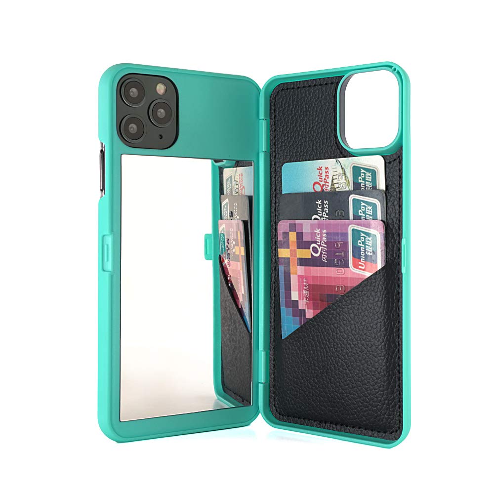 W7ETBEN iPhone 11 Pro Max Case,Hidden Back Mirror Wallet Case with Stand Feature and Card Holder for Apple iPhone 11 Pro Max (2019) 6.5 inch (Teal)