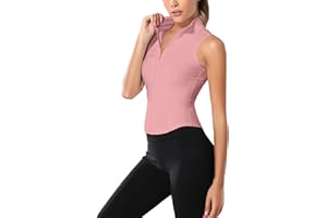 Flygo Women's Full Zip Sleeveless Workout Yoga Active Jacket Vest Golf Shirts