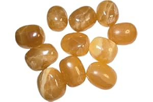 TOP-ROCK-SHOP 1pc Honey Calcite 24-30mm A-Grade Medium/Large Translucent Tumbled & Polished Natural Crystal Gemstone from Turkey