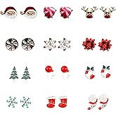 Christmas Earrings for Women Dangle Earrings Christmas Stud Tree Snowflake Bow Bells Light Earrings Set Bulk