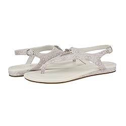 Guess Women's UNALI Flat Sandal, Ivory Logo 150, 9