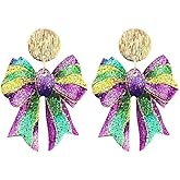 Valentine's Day Mardi Gras Dangle Earrings for Women Glitter Acrylic Earring Couple Lover Holiday Lightweight Birthday Jewelry Gifts Dress Outfit Decorations