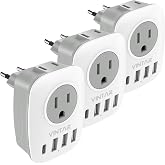 VINTAR 3 Pack European Travel Plug Adapter, Type C Adapter with USB C | 2 Outlets, 4 USB Ports, International Power Plug Adapter, Travel Essentials for US to Europe France Iceland Italy Greece