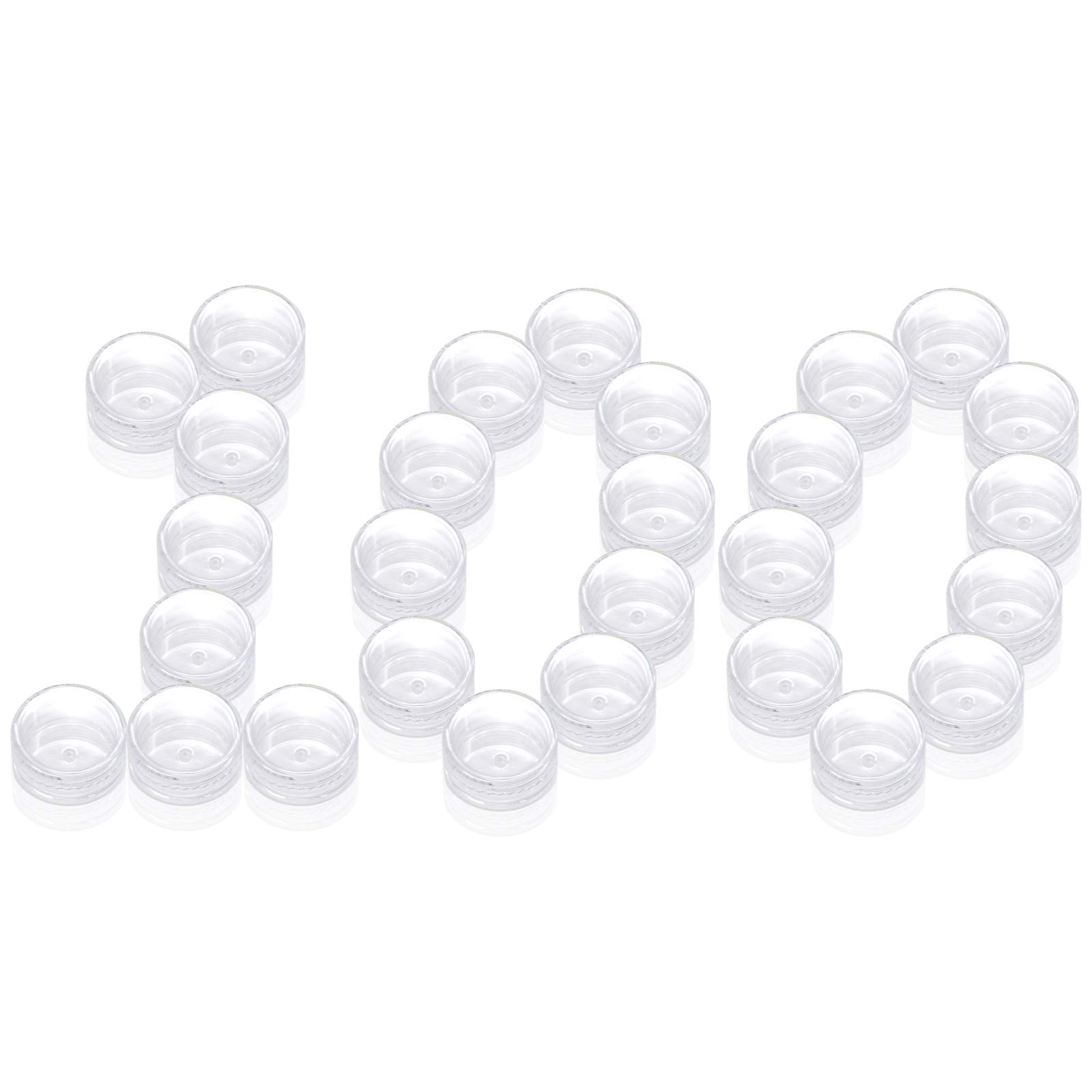 PUDSIRN 100Pcs 3G Sample pots, Empty Round Cosmetic Containers with lid Plastic Container Pot Jars for Creams Nail Polish Lip Balm Lip Gloss Make-up Storage