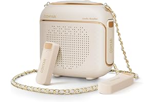 COHYAN Wireless Voice Amplifier with 2 Magnetic Lavalier Mics, Charging &Storage,Teachers Voice Amplifier with Laple Mic Speaker,Mini Voice Amplifier for Classroom,Speech,Training Outdoor (Skin Tone)