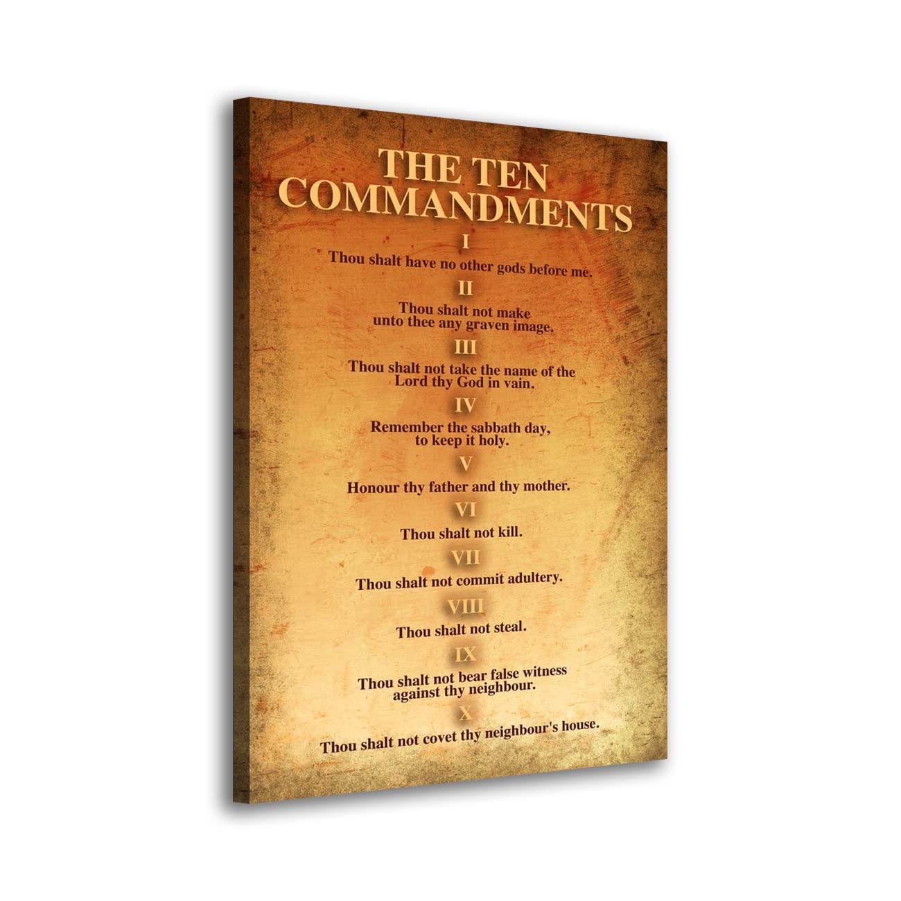 ZHONGYUTONG The Ten Commandments Wall Art Vintage Christian Poster Print Antique Bible Verse Wall Decor Inspirational Motivational Quotes Canvas Painting Picture (Framed, 12"x18"(30x45cm))