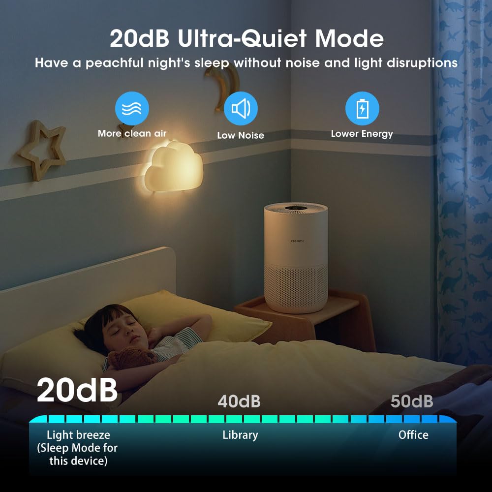 Xiaomi Mi Air Purifier 4 Compact, True HEPA H13 3-Stage Filter System Removes 99.97% of Pollutants as small as 0.3 microns, Smart Home Integration, Whisper Quiet, Just 0.9KW/day, OLED Touch Display