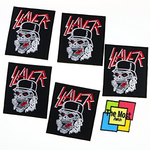 Lot of 6 (5+1) slayer rock skull embroidered iron / sew…