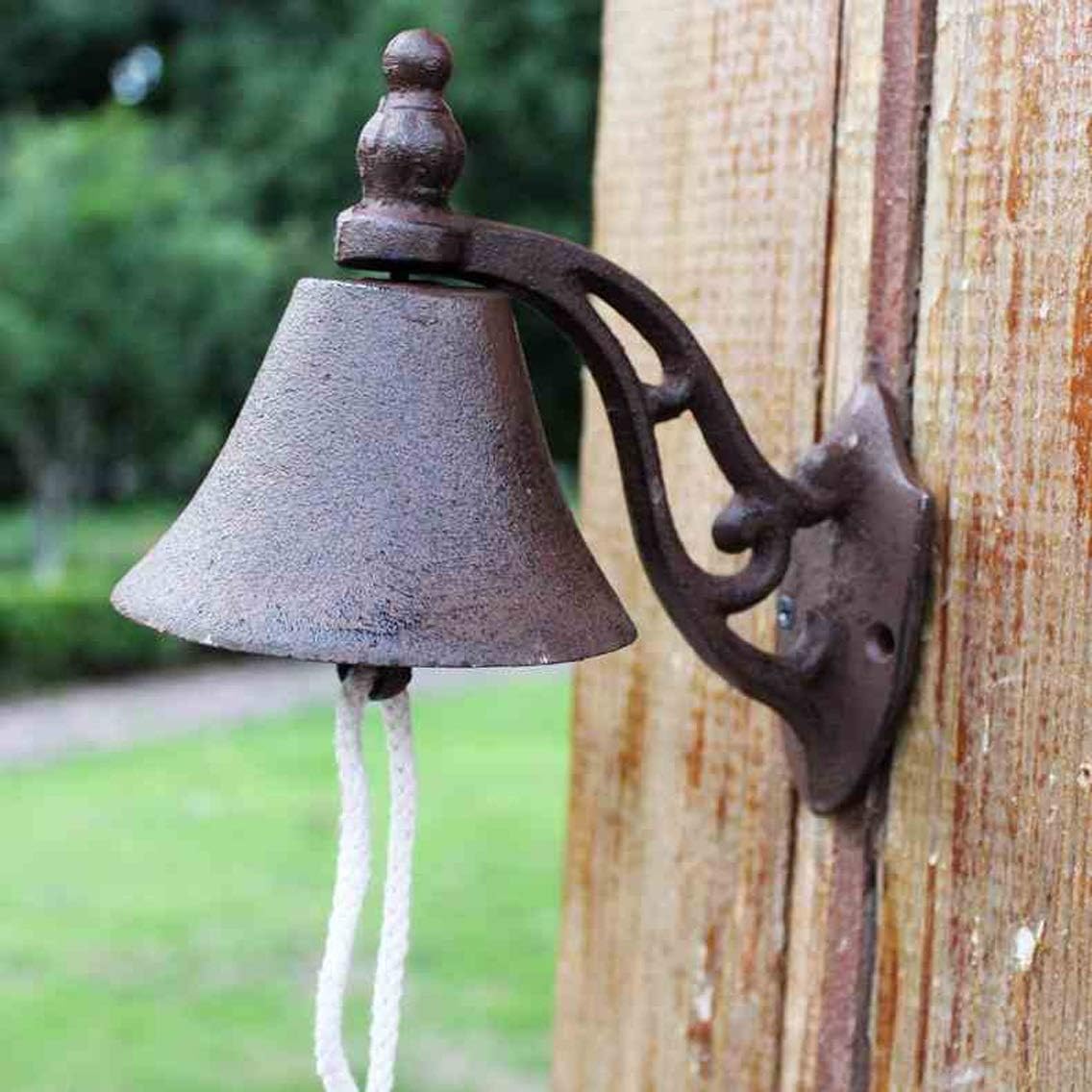 XXHDEE Cast Iron doorbell European Retro Nostalgic Garden Hand Bell Home Pendant doorbell 17x10x15.5cm Cast Iron doorbell
