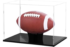 TREELF Football Display Case Full Size, Acrylic Clear Box with Stand, UV Protected Memorabilia Holder, for Autographed Football Fans & Collectors, Sports Collectibles