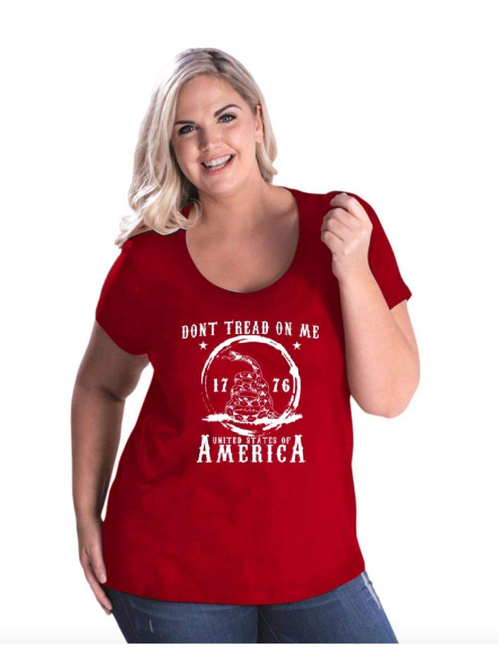 Mom S Favorite Patriotic American 4th Of July Gift Don T Tread Curvy Plus Scoopneck Tee 77