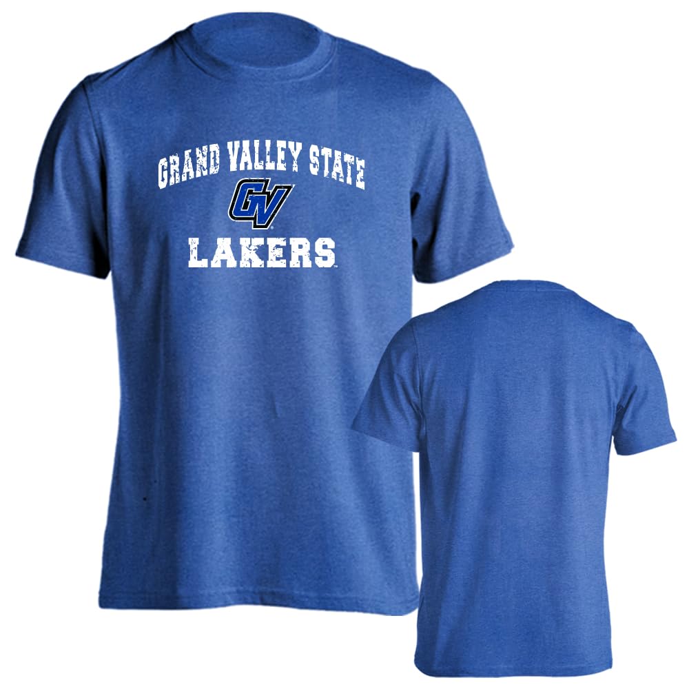 Sport Your Gear Grand Valley State Lakers Distressed Retro Logo Short Sleeve T-Shirt Royal Heather Large Image
