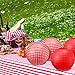 Blulu Picnic Decorations - Checkered Round Paper Lanterns for BBQ Pizza Party - Red and White Plaid, Pure Red (6 Pieces)
