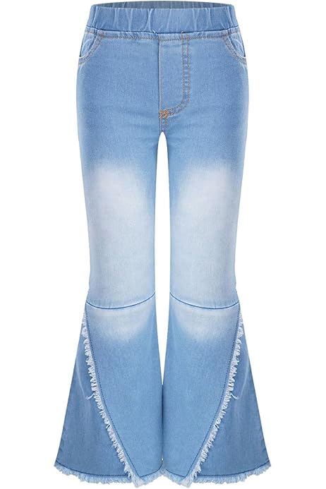 Amazon.com: Lorilida Girls Distressed Ripped Flare Jeans Youth 