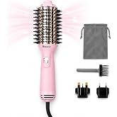 Travel Hair Dryer Brush, Dual Voltage 100V-240V Blow Dryer Brush | 4-in-1 Hot Air Styler for Dry, Volumize, Curl &amp; Straighten. Portable Mini Design with EU and UK Plug. Perfect for Travel Use