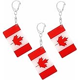 BQTBQT Canada Flag Keychain - Double Sided Acrylic D Shape Chains Canadian Flags Key Chains Men and Women Style Car Key chain Gifts Decoration (3 Pcs)
