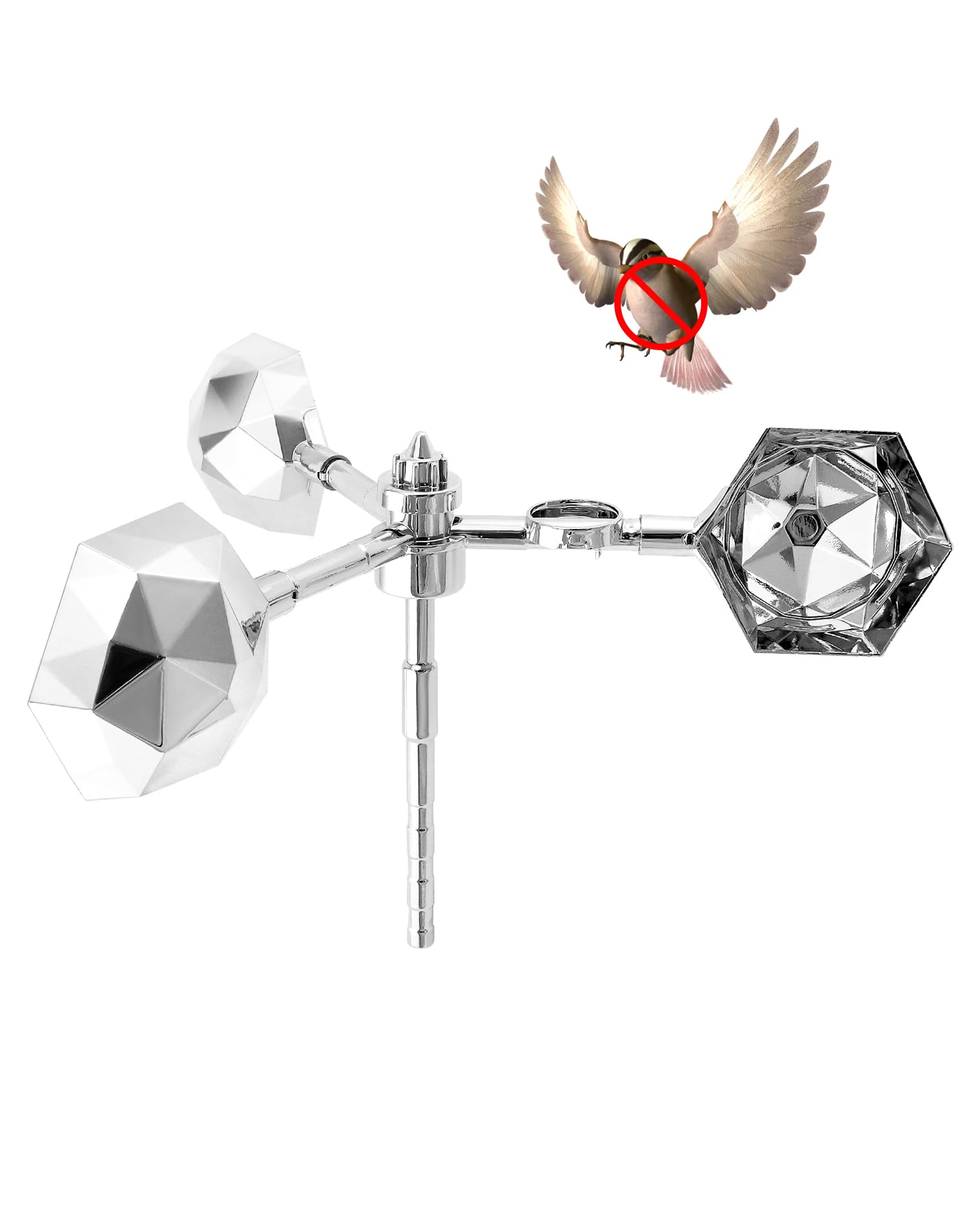 QWORK® Plastic Reflective Bird Scarer, Reflect Sunshine from All Angles - Rotatory Wind Drive Bird Expeller Keep Away Pigeons, Crows, Magpies