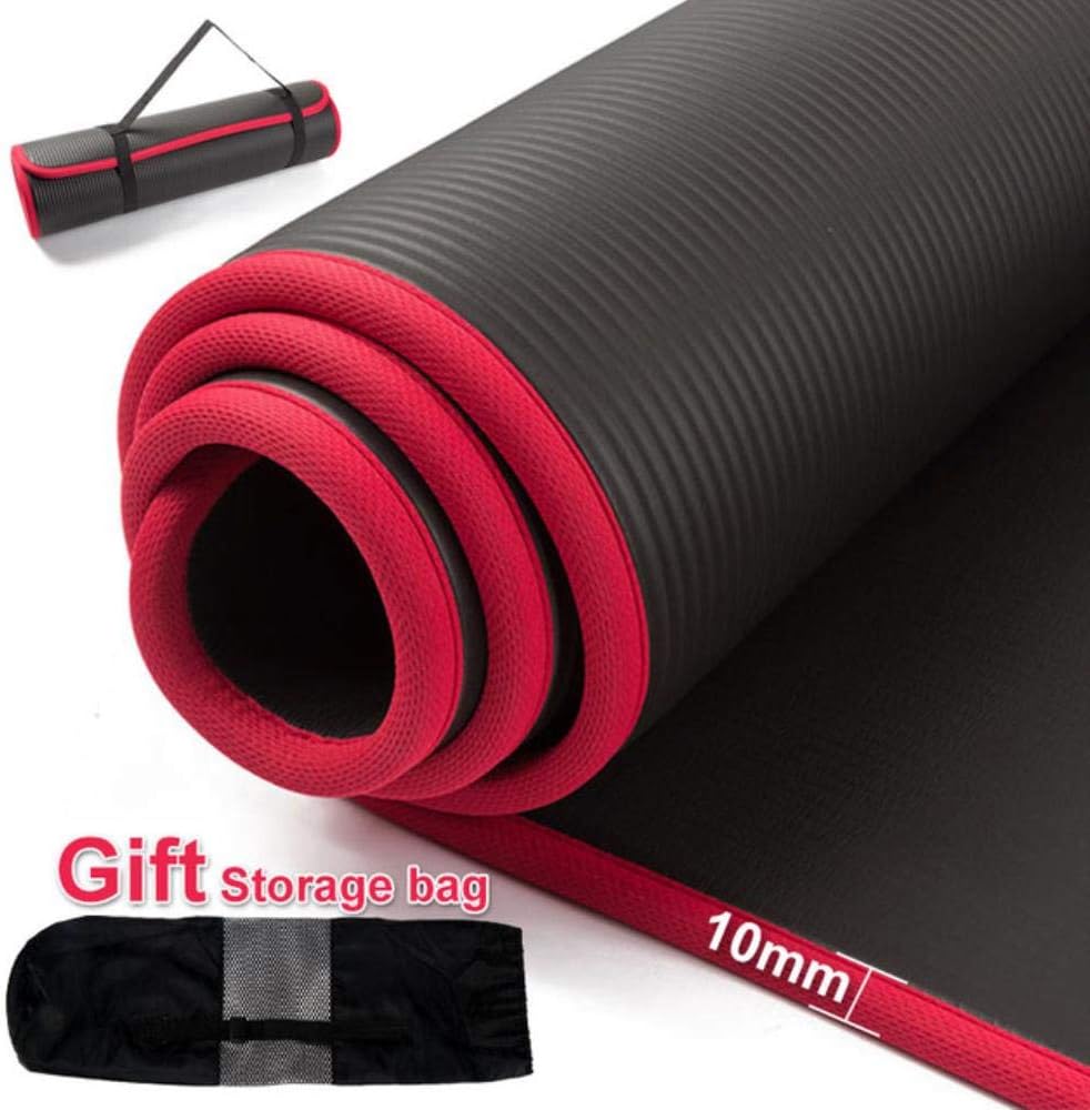 Extra Thick 10Mm Non-Slip Yoga Mat 183 * 61Cm Tear Resistant Fitness Nbr Roll Up Soft Mat Pilates Gymnastics Fitness Workout Home Gym Training Equipment For Men Women