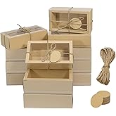 Conchpeople 30 Pcs Drawer Kraft Boxes, 6.5 x 3.5 x 2 inches, Cardboard Gift Boxes with Window for Party Favor Treats, Candy and Jewelry, Kraft Soap Packaging Boxes