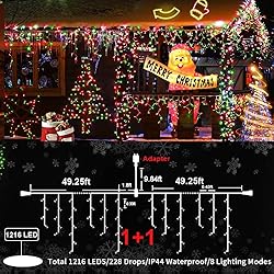 Christmas Lights Outdoor Decorations 1216 LED 99ft