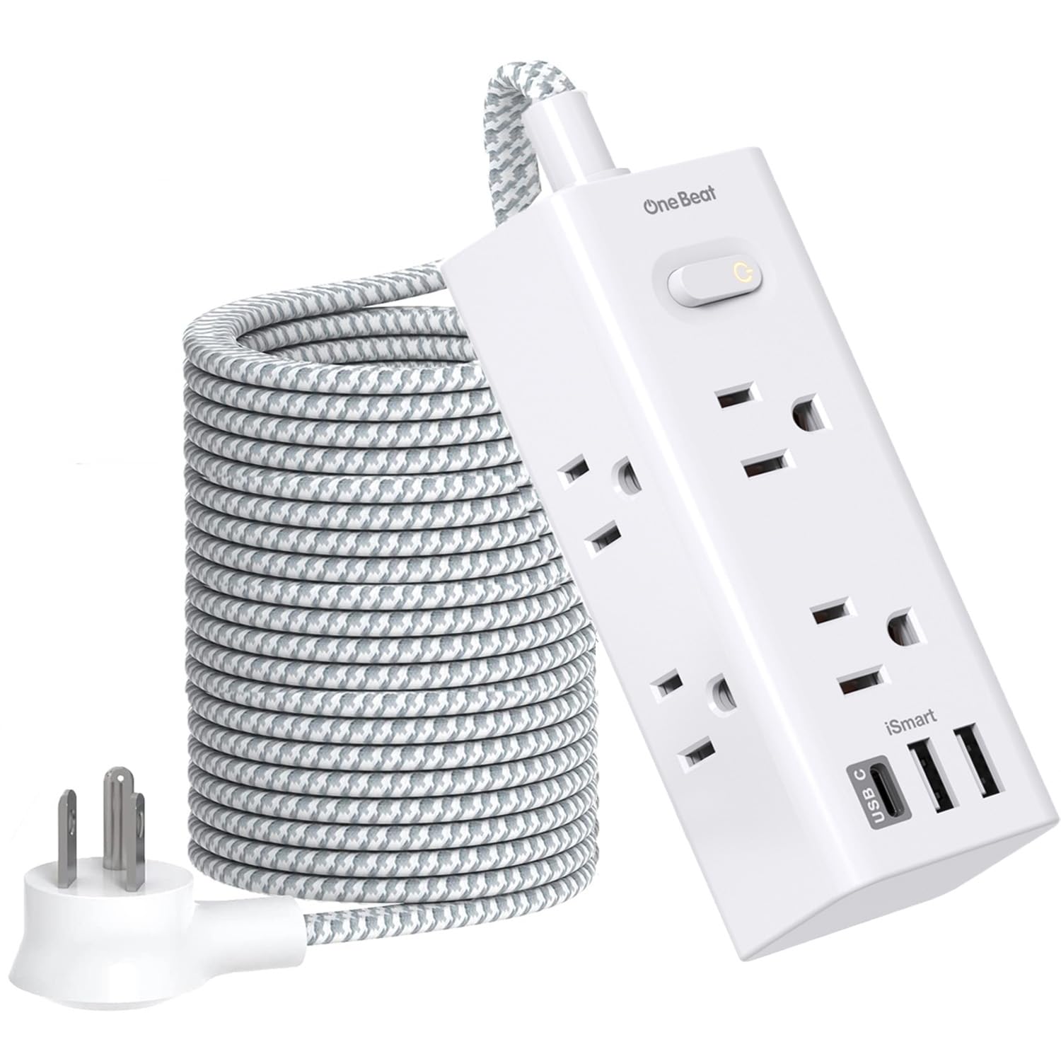 Extension Cord 25 Ft, Power Strip Surge Protector with 6 Widely Outlets 3 USB Ports (1 USB C), 3-Side Outlet Extender Strip, Flat Plug, Wall Mount Small Power Strip for Home Office College Dorm Room Image Extension Cord 25 Ft, Power Strip Surge Protector with 6 Widely Outlets 3 USB Ports (1 USB C), 3-Side Outlet Extender Strip, Flat Plug, Wall Mount Small Power Strip for Home Office College Dorm Room Image