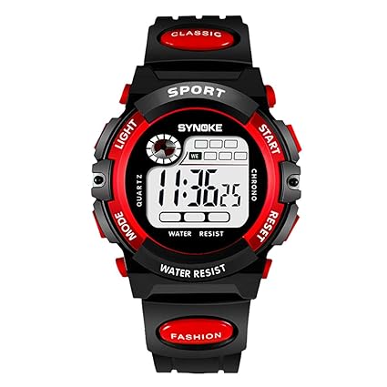 WUTONYU(TM) Unisex Kids Student Sports Watches with Alarm Chronograph Calendar Digital Wristwatch(Red)