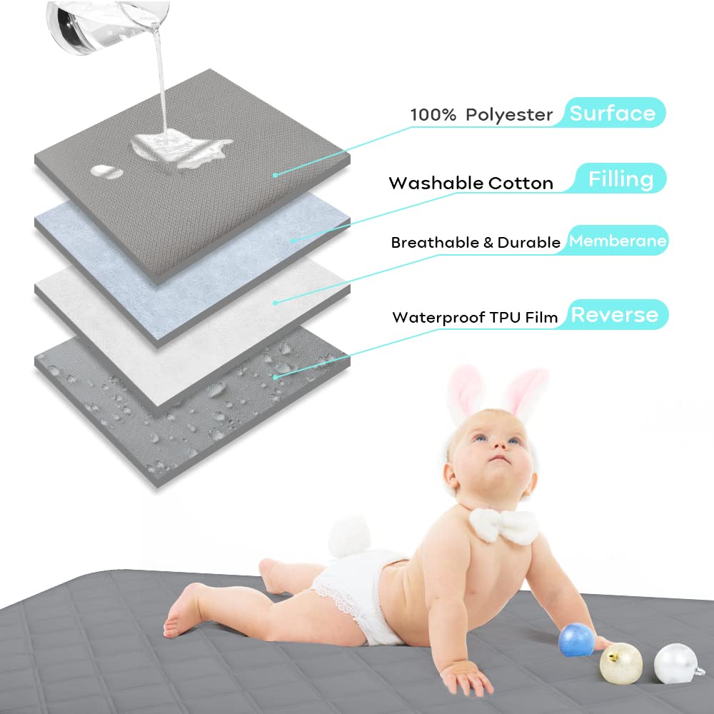 Yoofoss Waterproof Crib Mattress Protector, Quilted Fitted Crib