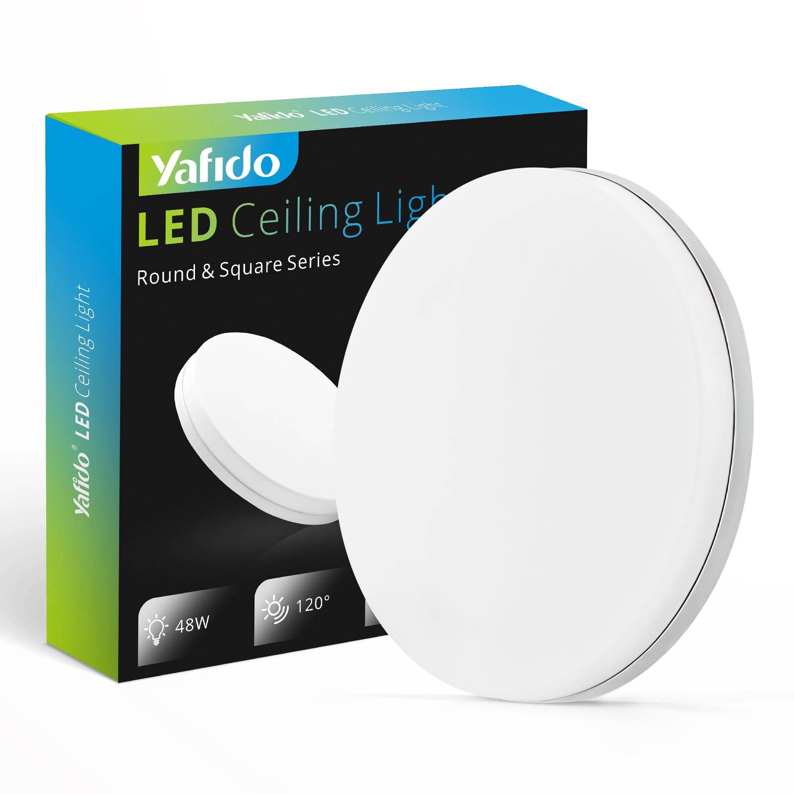 Yafido LED Round Bathroom Ceiling Light Fitting 48W 4320LM, Natural White 4000K, IP44 Waterproof, 30CM Modern Ultra Bright Lighting Fixture 220V for Living Room Kitchen Roof Office