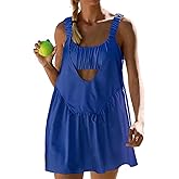 AnotherChill Womens Tennis Dress Built-in Bra & Matching Shorts Pockets Workout Dresses Athletic Outfits Cut Out Two Piece
