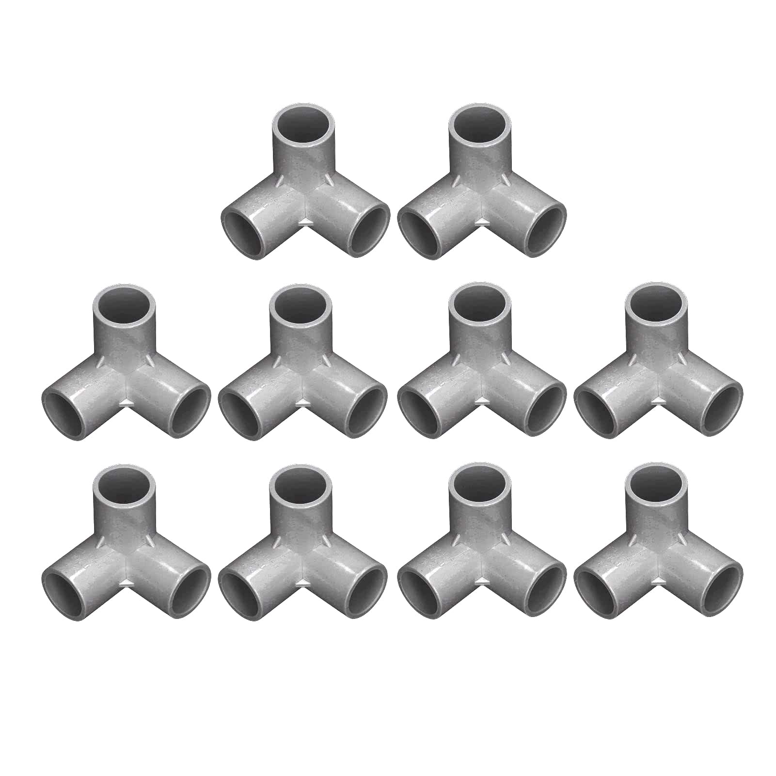 10Pcs 3 Way PVC Elbow Fitting, Build Heavy Duty Greenhouse Frame Furniture Connectors, Connector 20mm Inner Diameter for Greenhouse Frame Tent Connections(Grey)