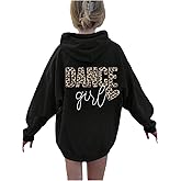 GORGLITTER Girl's Cheetah Hoodies Fall Casual Cute Leopard Animal Letter Print Long Sleeve Halloween Hooded Sweatshirt