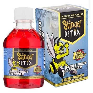 Stinger Total Detox 1 Hour Cleanse 4 Pack Red Fruit Punch Flavor Extra Strength Formula Dietary Supplement 8 Oz Ea