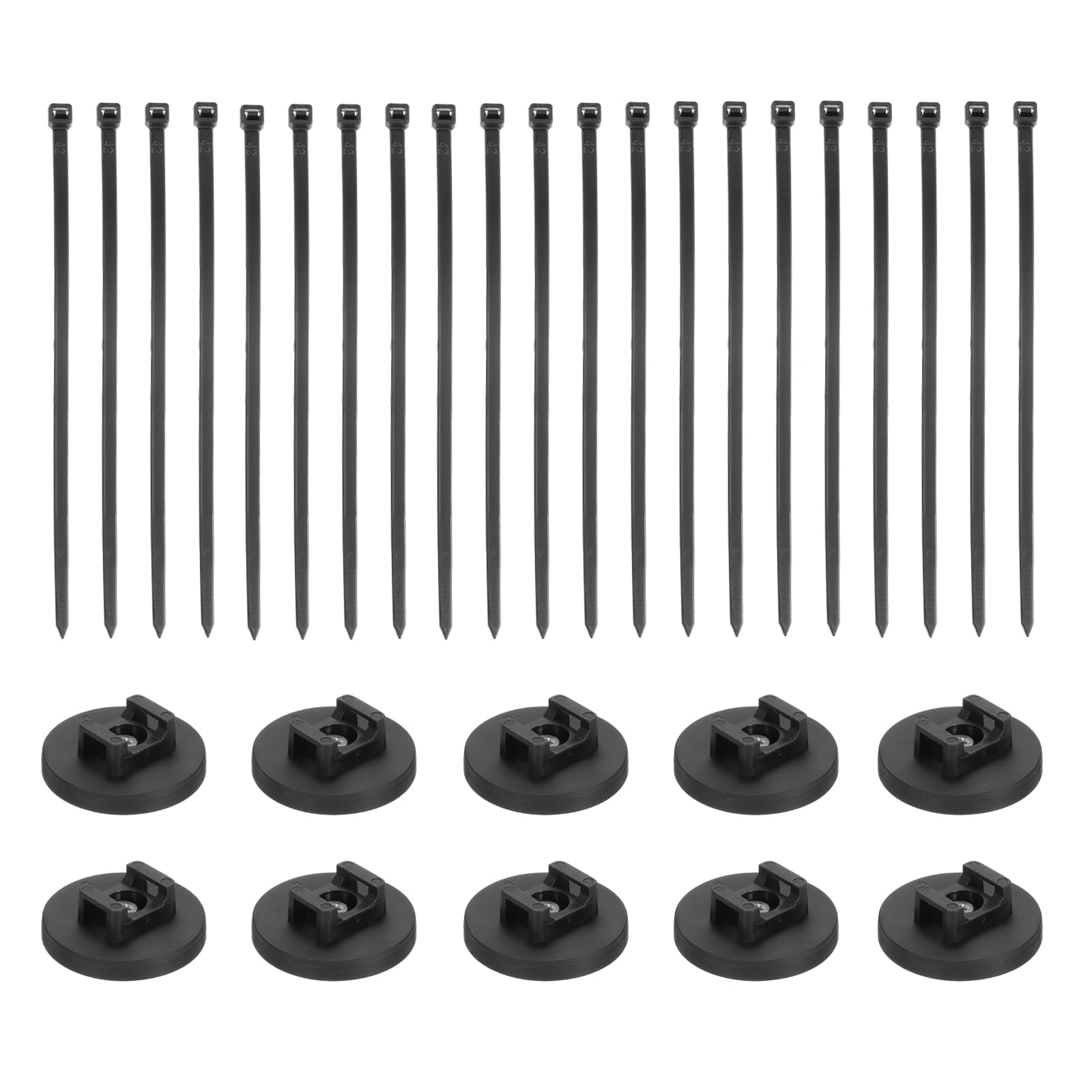 DMiotech 10Pcs Magnetic Zip Tie Mount with 8" Cable Zip Ties Multipurpose Adjustable Cable Tie Holder Set Organizer Holders Clamps for Cable Wire Tubing Sleeving Conduit,Black