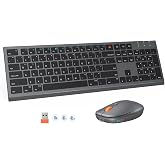 MEETION Rechargeable Bluetooth Keyboard and Mouse Combo, Scissor-Switch | Slim full-size keyboard, silent typing, 3200 DPI mouse, multi-device Bluetooth, compatible with Windows, Mac, PC and laptop